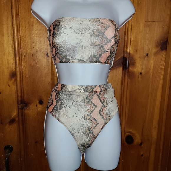 2/$40 NWT 3 piece Fashion Nova bikini coverup set sun suit snake island charmer - Picture 6 of 12